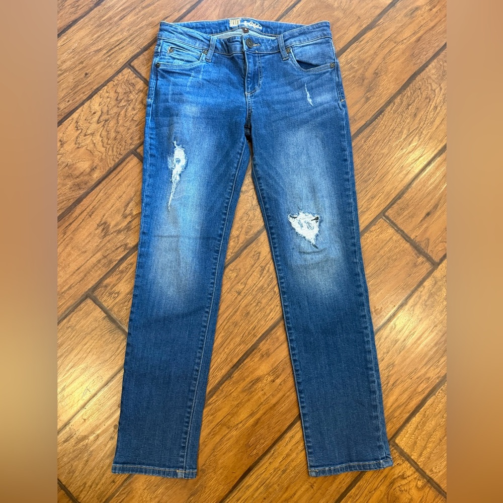 Kut from the Kloth jeans womens 4 (fit 30x29) blue distressed Straight Fit nice!